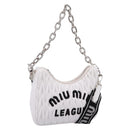 Miu Miu Hand Bag Leather 2way White Silver Auth 167717SAM-1