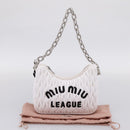 Miu Miu Hand Bag Leather 2way White Silver Auth 167717SAM-12