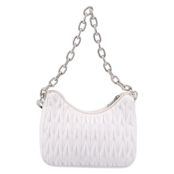 Miu Miu Hand Bag Leather 2way White Silver Auth 167717SAM