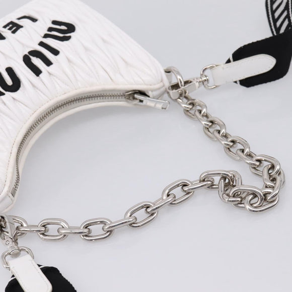 Miu Miu Hand Bag Leather 2way White Silver Auth 167717SAM