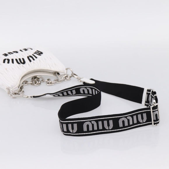 Miu Miu Hand Bag Leather 2way White Silver Auth 167717SAM