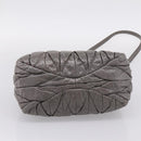 Miu Miu Matelasse Hand Bag Leather 2way Gray Gold Auth 167718M-5