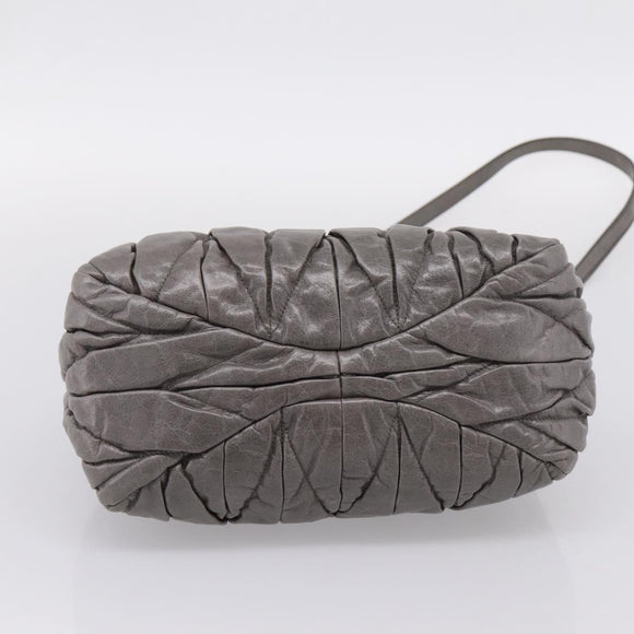 Miu Miu Matelasse Hand Bag Leather 2way Gray Gold Auth 167718M