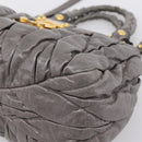 Miu Miu Matelasse Hand Bag Leather 2way Gray Gold Auth 167718M-16