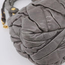 Miu Miu Matelasse Hand Bag Leather 2way Gray Gold Auth 167718M-17