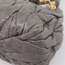 Miu Miu Matelasse Hand Bag Leather 2way Gray Gold Auth 167718M-18
