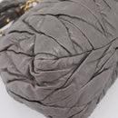 Miu Miu Matelasse Hand Bag Leather 2way Gray Gold Auth 167718M-19