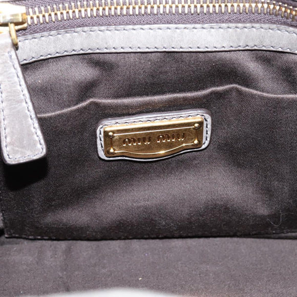 Miu Miu Matelasse Hand Bag Leather 2way Gray Gold Auth 167718M