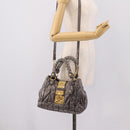 Miu Miu Matelasse Hand Bag Leather 2way Gray Gold Auth 167718M-27