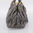 Miu Miu Matelasse Hand Bag Leather 2way Gray Gold Auth 167718M-3