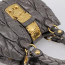 Miu Miu Matelasse Hand Bag Leather 2way Gray Gold Auth 167718M-6