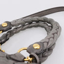 Miu Miu Matelasse Hand Bag Leather 2way Gray Gold Auth 167718M-14