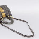 Miu Miu Matelasse Hand Bag Leather 2way Gray Gold Auth 167718M-8