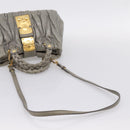 Miu Miu Matelasse Hand Bag Leather 2way Gray Gold Auth 167719M-9