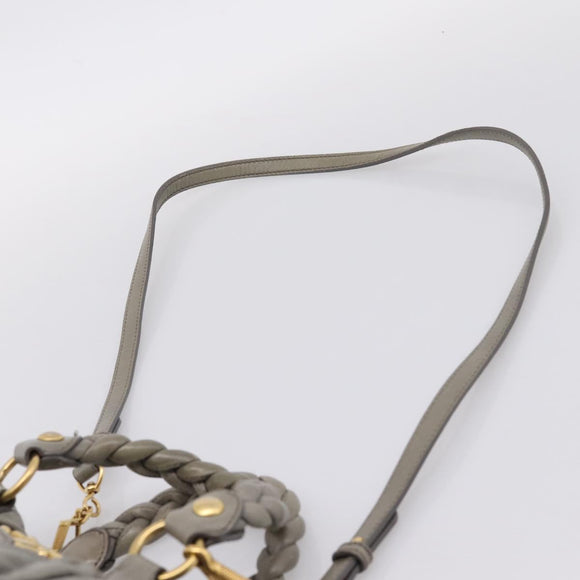 Miu Miu Matelasse Hand Bag Leather 2way Gray Gold Auth 167719M