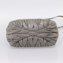 Miu Miu Matelasse Hand Bag Leather 2way Gray Gold Auth 167719M-5