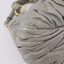 Miu Miu Matelasse Hand Bag Leather 2way Gray Gold Auth 167719M-16