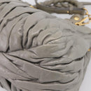 Miu Miu Matelasse Hand Bag Leather 2way Gray Gold Auth 167719M-17