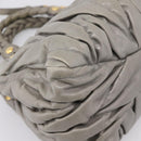 Miu Miu Matelasse Hand Bag Leather 2way Gray Gold Auth 167719M-18