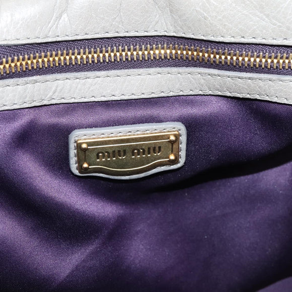 Miu Miu Matelasse Hand Bag Leather 2way Gray Gold Auth 167719M