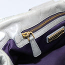 Miu Miu Matelasse Hand Bag Leather 2way Gray Gold Auth 167719M-23