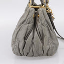 Miu Miu Matelasse Hand Bag Leather 2way Gray Gold Auth 167719M-3