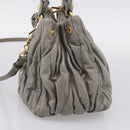 Miu Miu Matelasse Hand Bag Leather 2way Gray Gold Auth 167719M-4