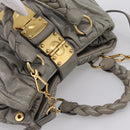 Miu Miu Matelasse Hand Bag Leather 2way Gray Gold Auth 167719M-6