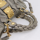Miu Miu Matelasse Hand Bag Leather 2way Gray Gold Auth 167719M-7