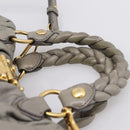 Miu Miu Matelasse Hand Bag Leather 2way Gray Gold Auth 167719M-14