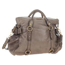 Miu Miu Hand Bag Leather 2way Gray Gold Auth 167720M-1