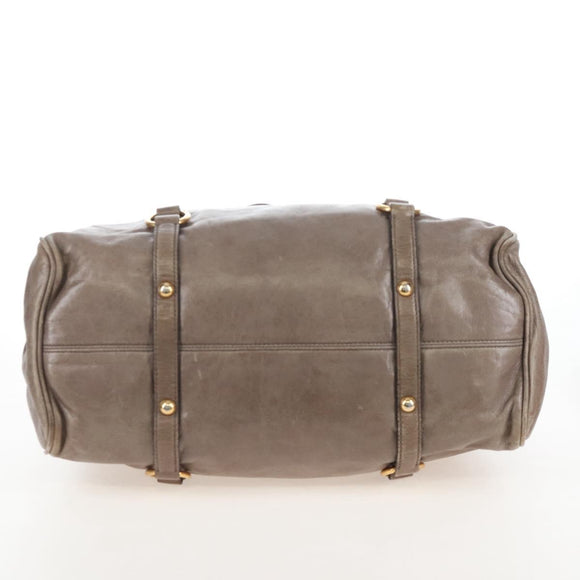 Miu Miu Hand Bag Leather 2way Gray Gold Auth 167720M