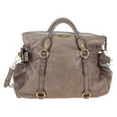 Miu Miu Hand Bag Leather 2way Gray Gold Auth 167720M-13