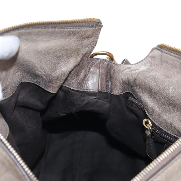 Miu Miu Hand Bag Leather 2way Gray Gold Auth 167720M