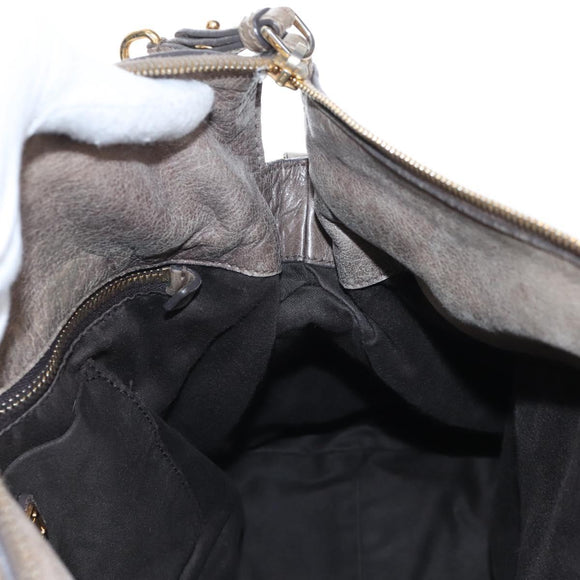 Miu Miu Hand Bag Leather 2way Gray Gold Auth 167720M