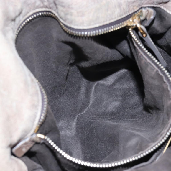 Miu Miu Hand Bag Leather 2way Gray Gold Auth 167720M