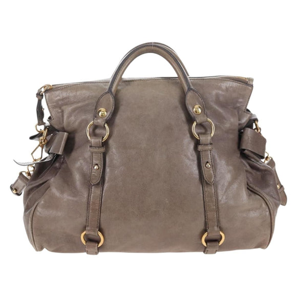 Miu Miu Hand Bag Leather 2way Gray Gold Auth 167720M