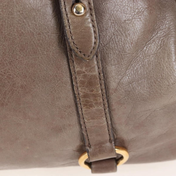 Miu Miu Hand Bag Leather 2way Gray Gold Auth 167720M