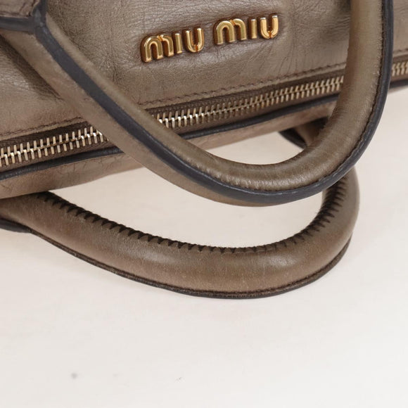 Miu Miu Hand Bag Leather 2way Gray Gold Auth 167720M