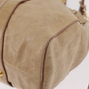 Miu Miu Hand Bag Leather 2way Beige Gold Auth 167721M-21