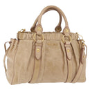 Miu Miu Hand Bag Leather 2way Beige Gold Auth 167721M-1