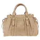 Miu Miu Hand Bag Leather 2way Beige Gold Auth 167721M-13