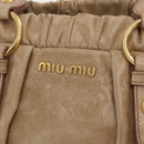 Miu Miu Hand Bag Leather 2way Beige Gold Auth 167721M-23