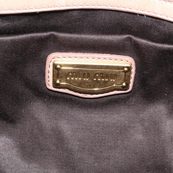Miu Miu Hand Bag Leather 2way Beige Gold Auth 167721M