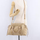Miu Miu Hand Bag Leather 2way Beige Gold Auth 167721M-29