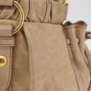 Miu Miu Hand Bag Leather 2way Beige Gold Auth 167721M-3