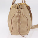 Miu Miu Hand Bag Leather 2way Beige Gold Auth 167721M-5