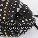 Miu Miu Hand Bag Leather 2way Black Gold Tone Auth 167722M-9