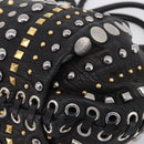 Miu Miu Hand Bag Leather 2way Black Gold Tone Auth 167722M-16