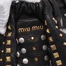 Miu Miu Hand Bag Leather 2way Black Gold Tone Auth 167722M-18